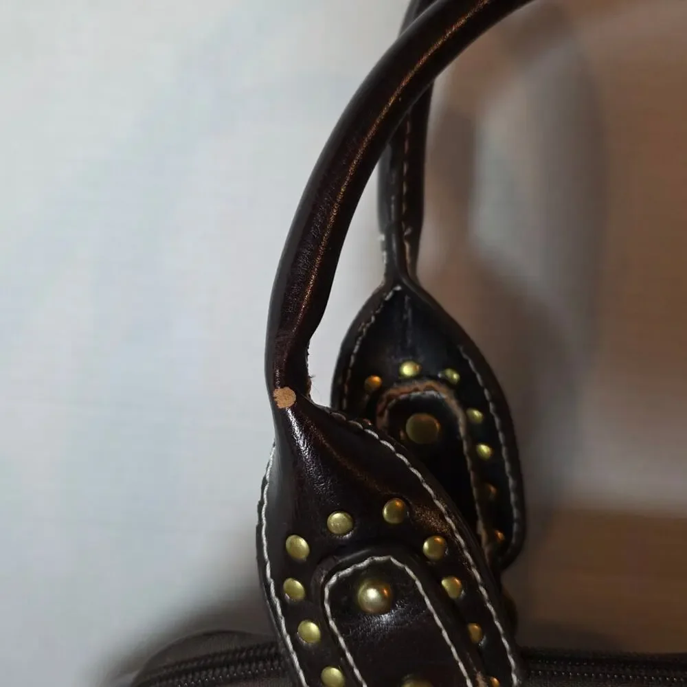 Western Studded Horseshoe Handbag Satchel Purse Croc Embossed Cowhide